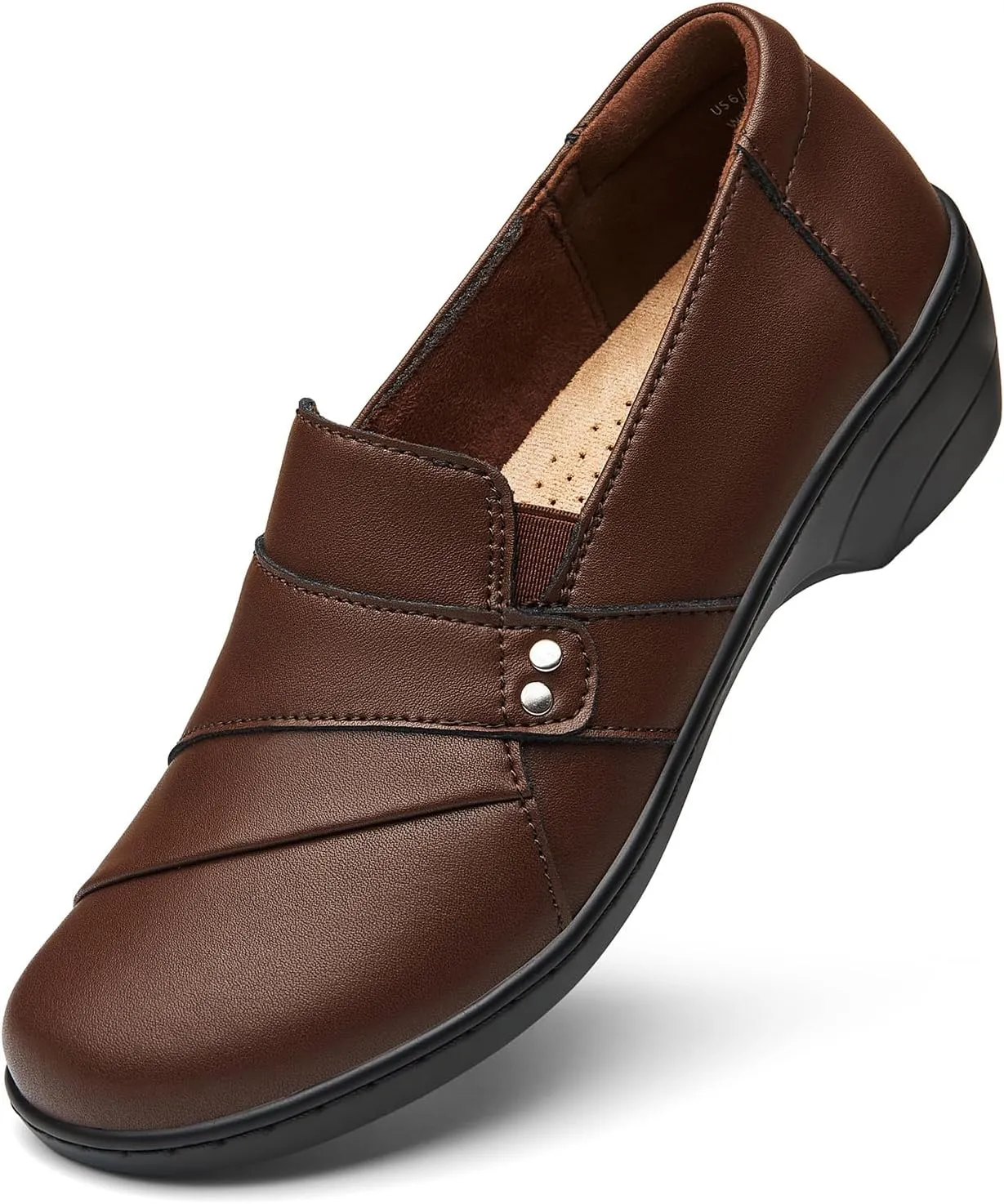 Women's Comfortable & Lightweight Leather Loafers Slip-Ons Stylish Business Casual Dress Shoes Work Office Everyday Walking Shoes for Women