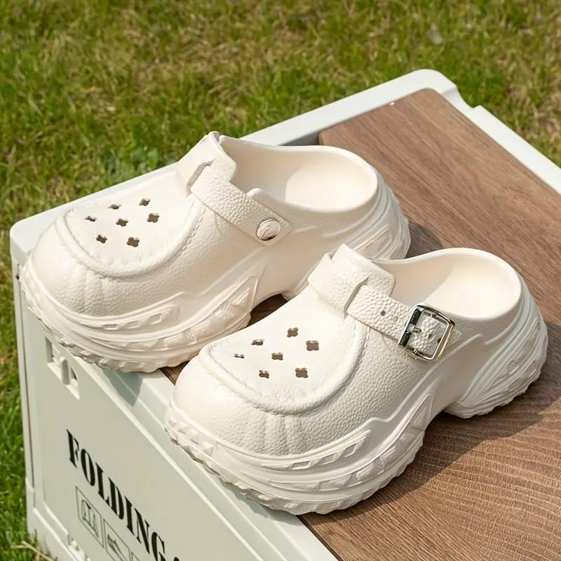 Women's Comfortable EVA Clogs, Breathable Thick Sole, Round Toe Slip-On Summer Shoes, Platform Heel Design for Casual
