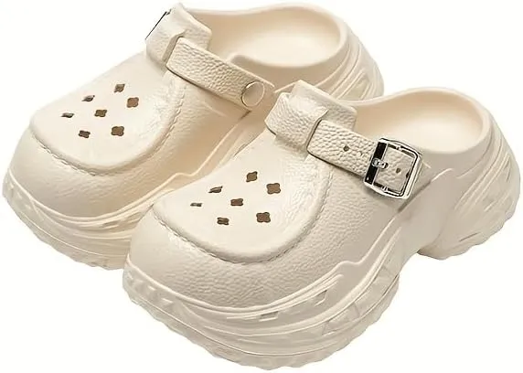 Women's Comfortable EVA Clogs, Breathable Thick Sole, Round Toe Slip-On Summer Shoes, Platform Heel Design for Casual