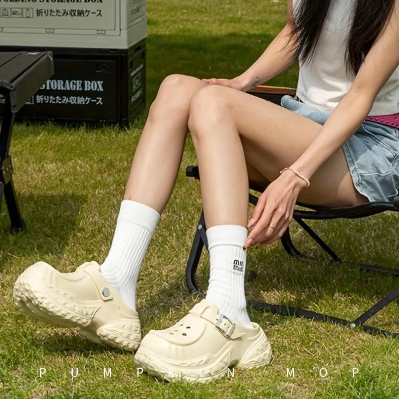 Women's Comfortable EVA Clogs, Breathable Thick Sole, Round Toe Slip-On Summer Shoes, Platform Heel Design for Casual