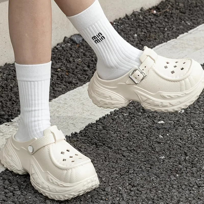 Women's Comfortable EVA Clogs, Breathable Thick Sole, Round Toe Slip-On Summer Shoes, Platform Heel Design for Casual