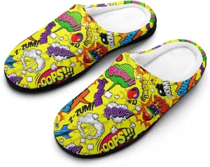 Womens Cowboy Cactus Slippers Men Warm Cotton House Slippers Hard Sole Soft Clog Slippers Slip-On Shoes Indoor Outdoor
