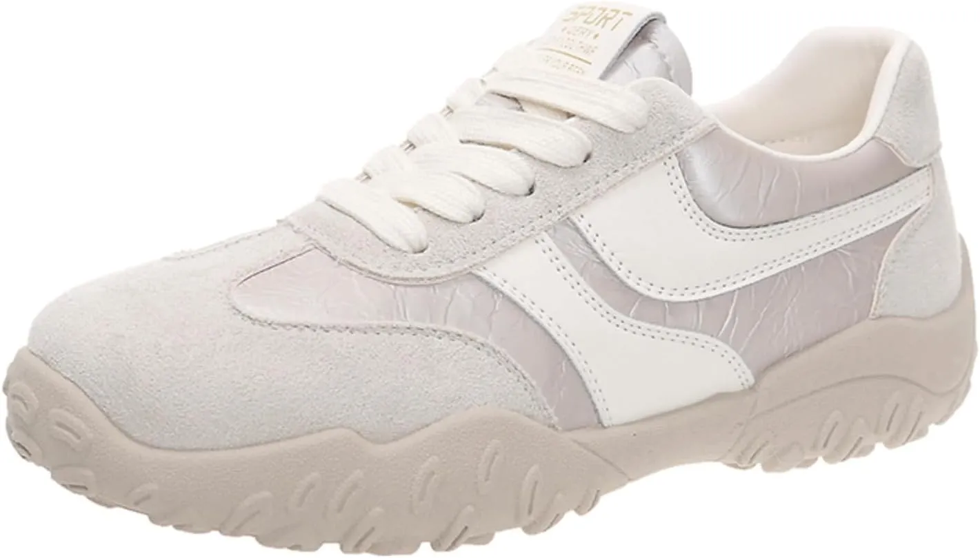 Womens Fashion Sneakers for 2025 Suede Lace Up Fashion Sneakers for Women – Casual Chic and Comfortable for Street Strolling Campus Activities