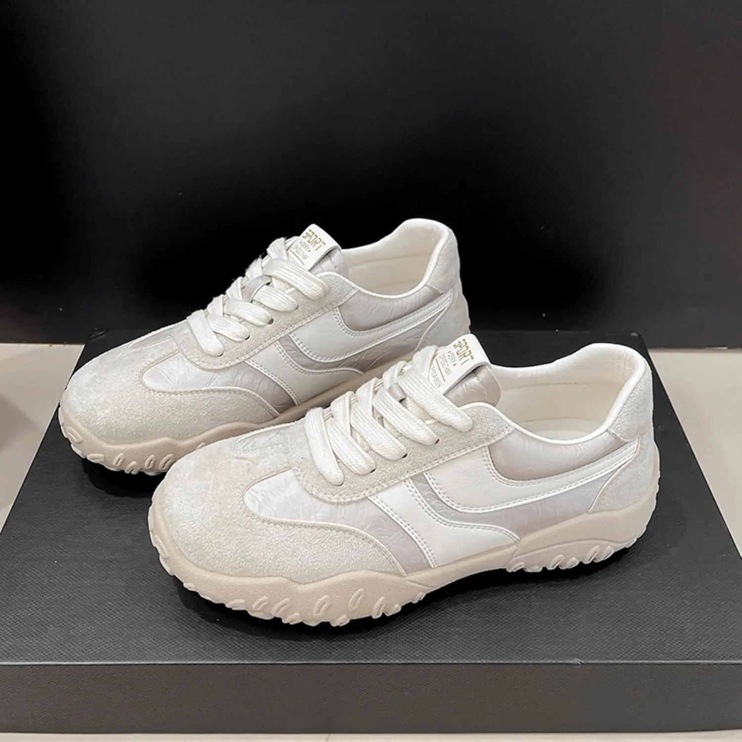 Womens Fashion Sneakers for 2025 Suede Lace Up Fashion Sneakers for Women – Casual Chic and Comfortable for Street Strolling Campus Activities