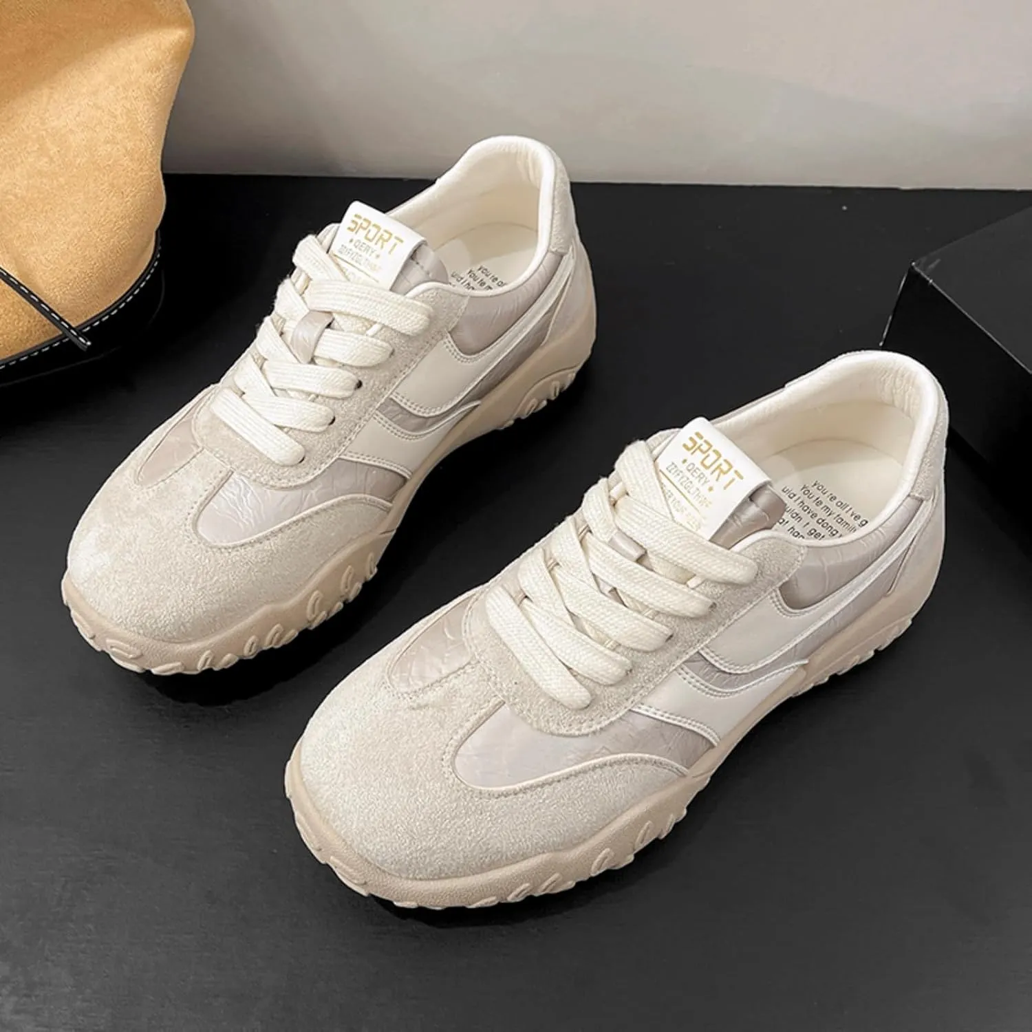 Womens Fashion Sneakers for 2025 Suede Lace Up Fashion Sneakers for Women – Casual Chic and Comfortable for Street Strolling Campus Activities
