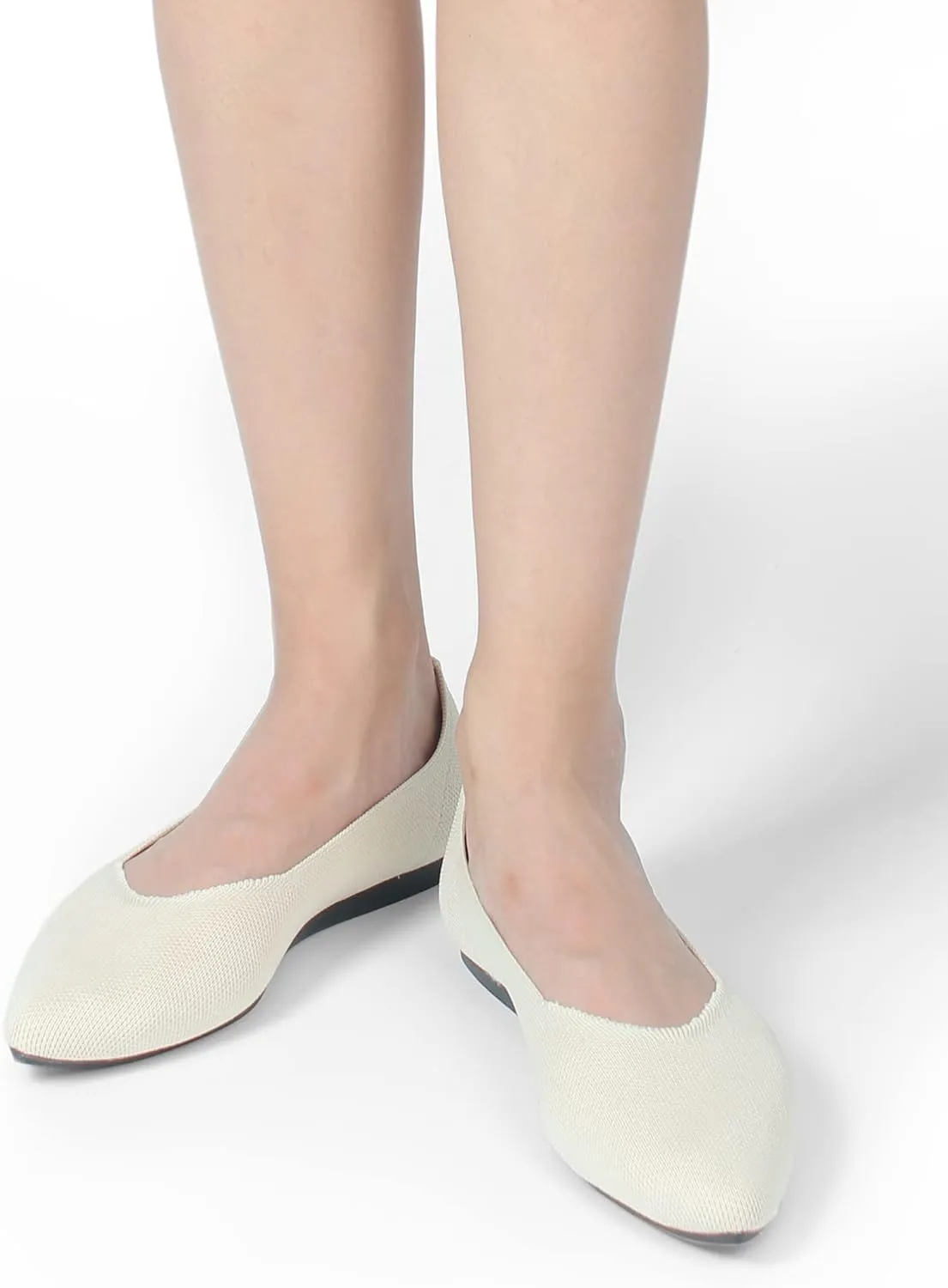 Women's Flat Knit Shoes for Women Ballet Pointed Toe Low Wedge Comfortable Washable Foldable Dress Classic Mesh Walking Black Navy Caramel Texture Slip-On Knitted Casual Flexible