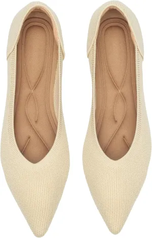 Women's Flats Shoes Pointed Toe Knit Ballet Comfortable Dressy Slip On Leopard Flat