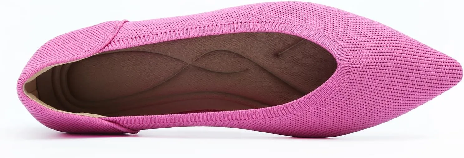 Women's Flats Shoes Pointed Toe Knit Ballet Comfortable Dressy Slip On Leopard Flat