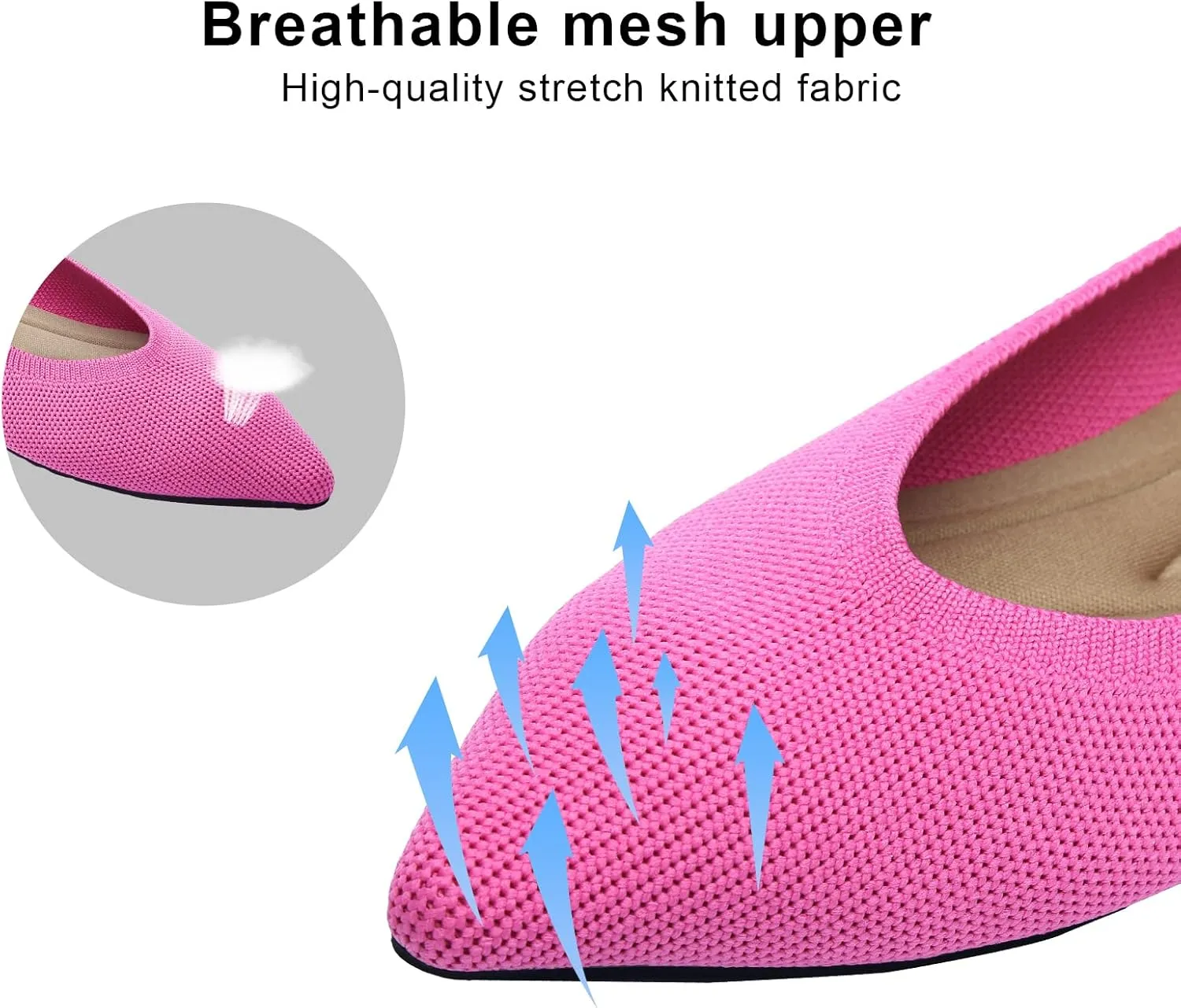 Women's Flats Shoes Pointed Toe Knit Ballet Comfortable Dressy Slip On Leopard Flat