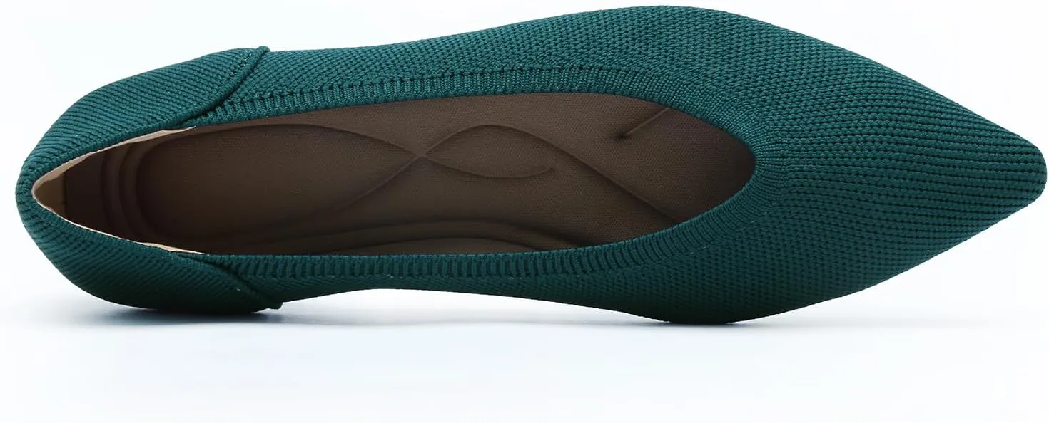 Women's Flats Shoes Pointed Toe Knit Ballet Comfortable Dressy Slip On Leopard Flat