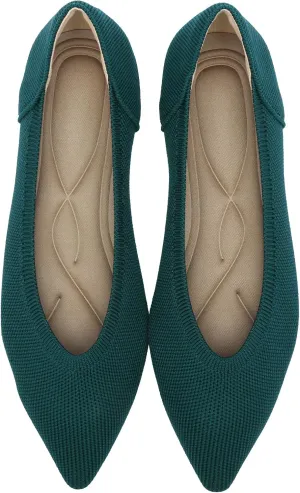 Women's Flats Shoes Pointed Toe Knit Ballet Comfortable Dressy Slip On Leopard Flat