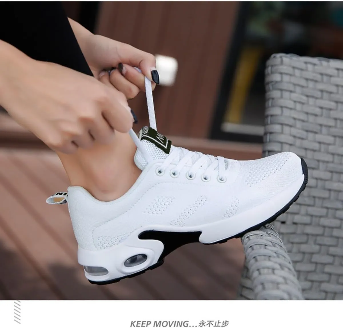 Women's Flying Knit Running Shoes - Lightweight Lace-up Sneakers for Daily Walking and Work, Garden Shoes