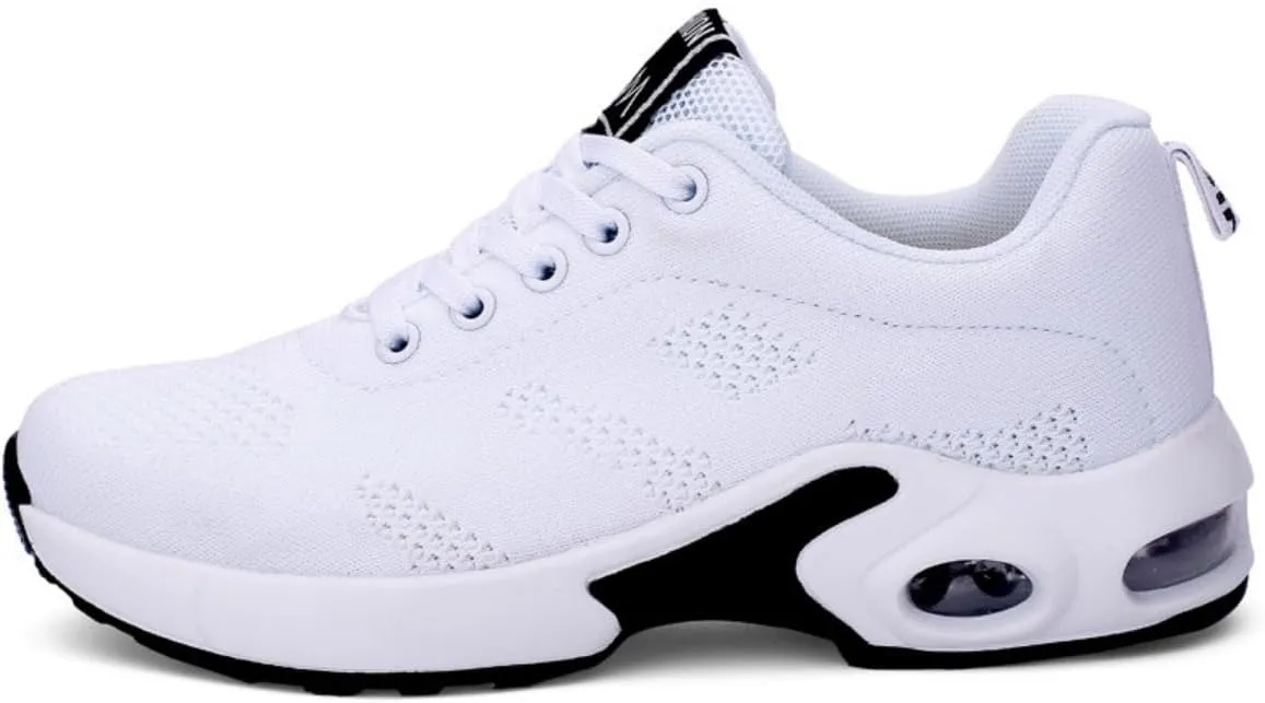 Women's Flying Knit Running Shoes - Lightweight Lace-up Sneakers for Daily Walking and Work, Garden Shoes
