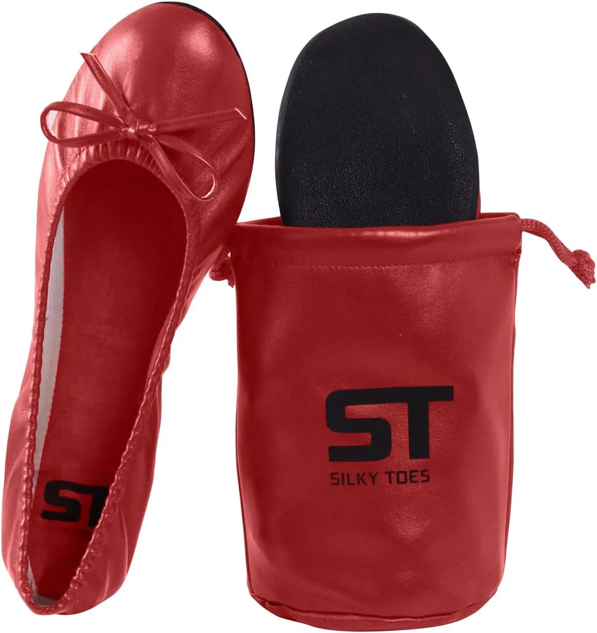 Women's Foldable Travel Ballet Slip On Comfortable Flats Roll Up Walking Shoes with Carrying Pouch
