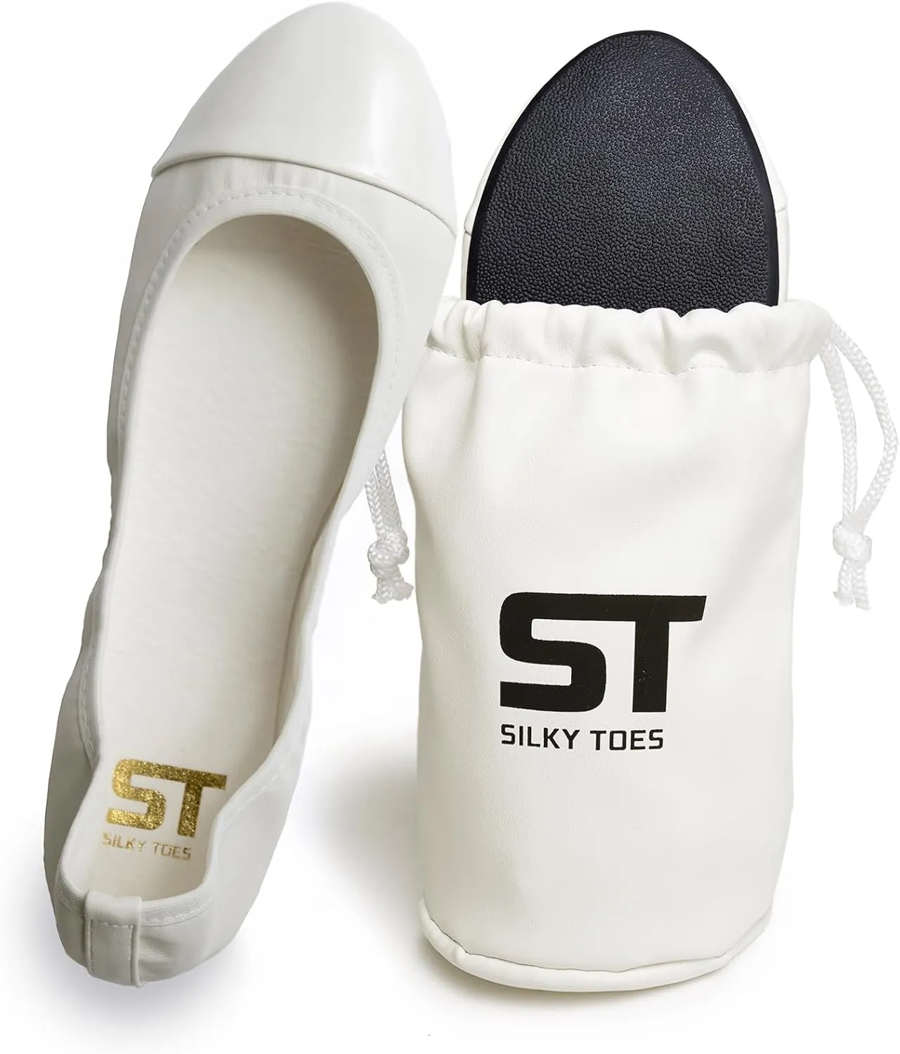 Women's Foldable Travel Ballet Slip On Comfortable Flats Roll Up Walking Shoes with Carrying Pouch
