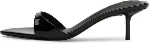 Women’s Kitten Heeled Mules Sandals Pointed Open Toe Pumps Shoes Slip on Wedding Prom Dress Leather Slippers