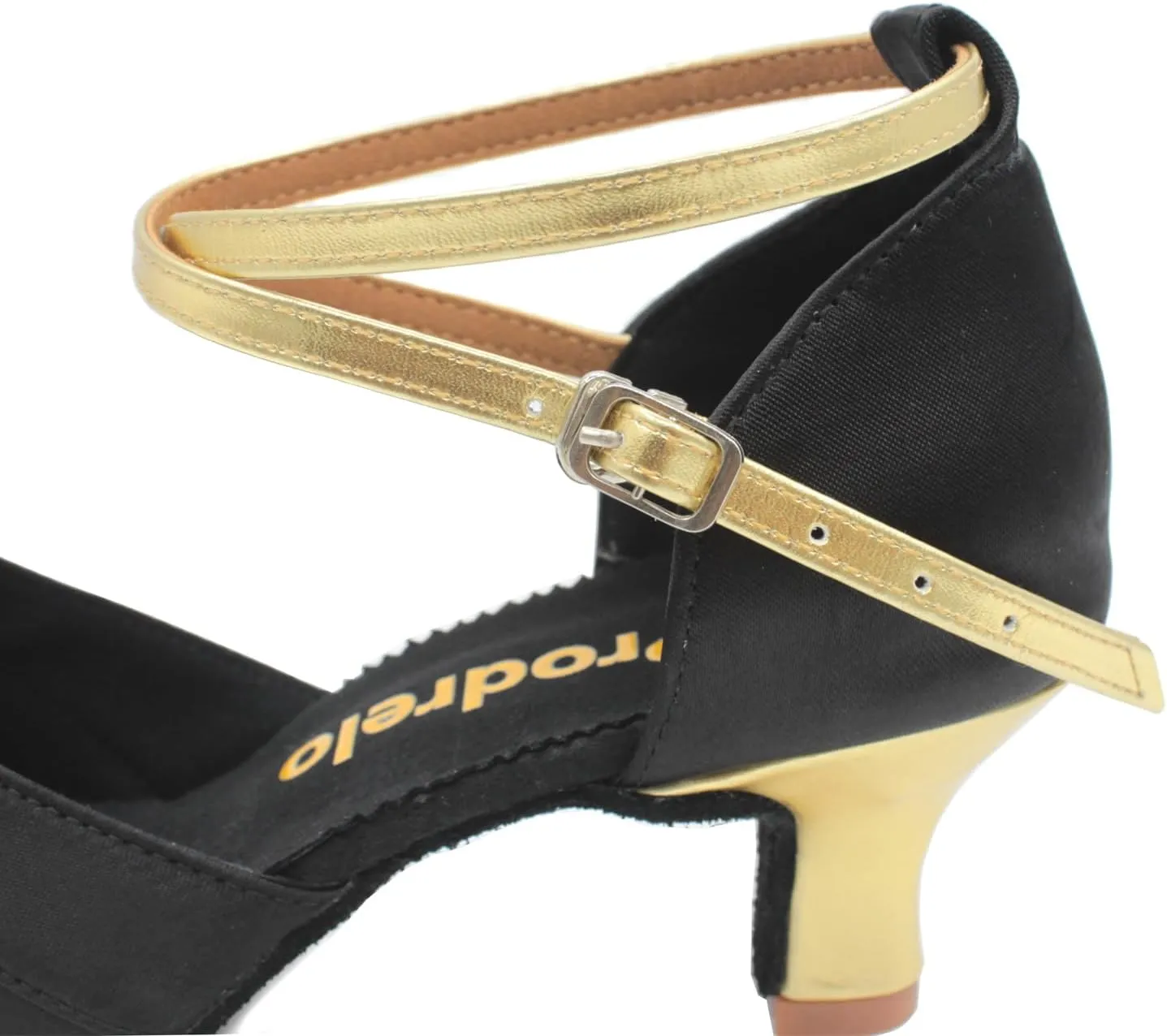 Women's Latin Salsa Dance Shoes,Black Satin Ballroom Heels,Cross-Strap Professional Practicing Shoes
