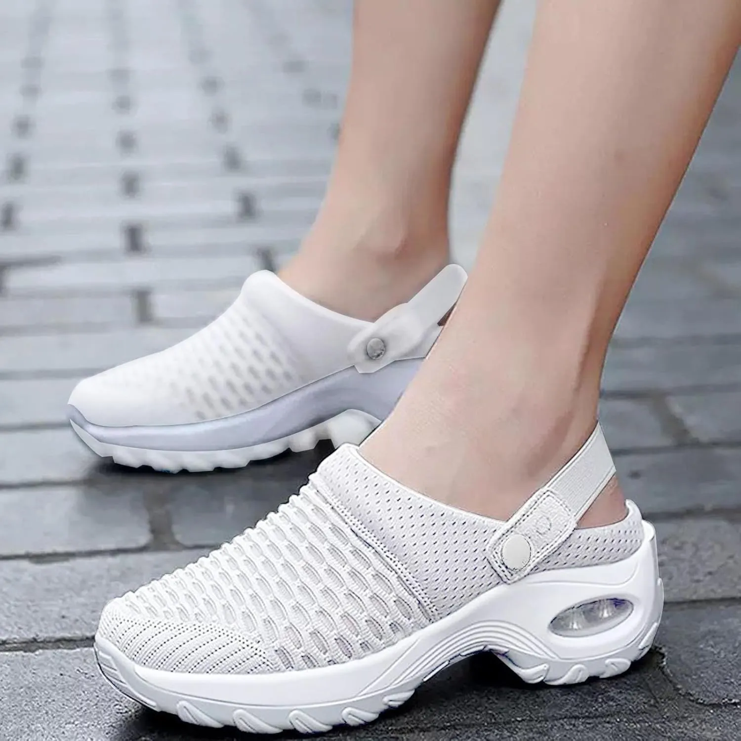 Women's Orthopedic Clogs with Air Cushion Summer Support Mesh Mules Sneaker Sandals Reduce Back and Knee Pressure Walking Shoes Lightweight Slippers Outdoor Walking Sandals