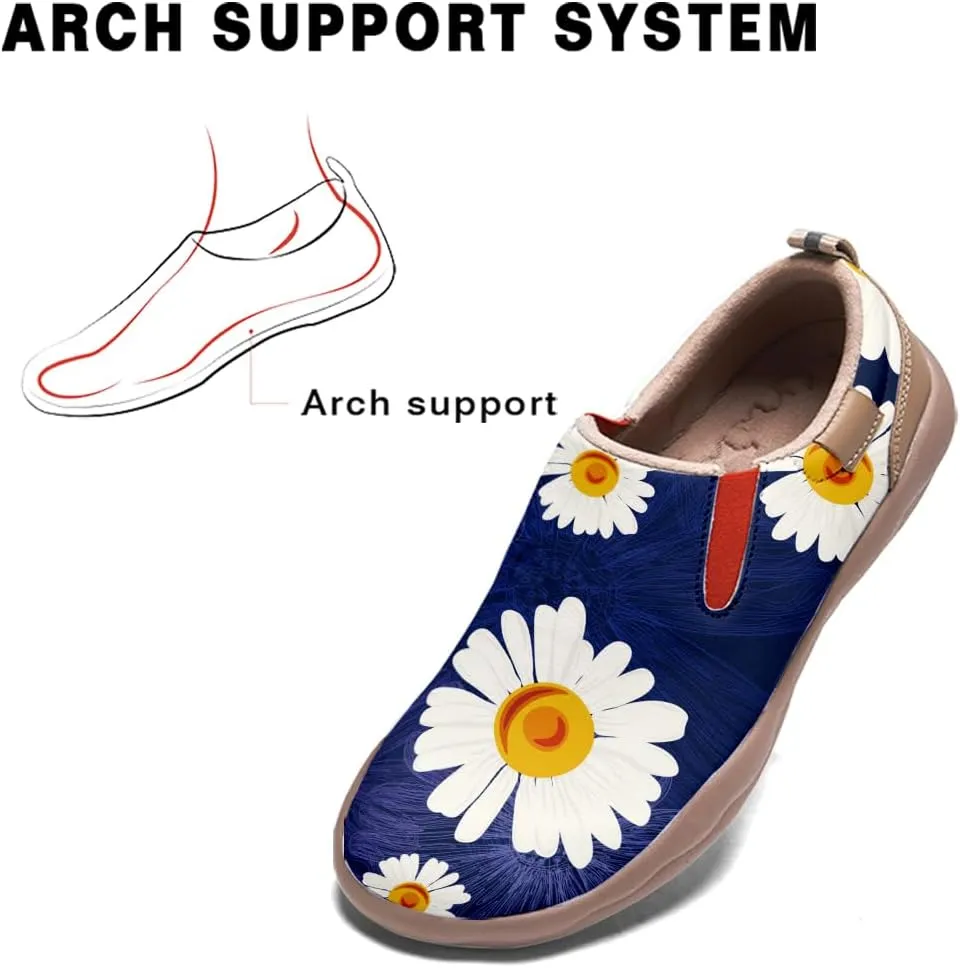 Women's Painted Leather Loafers Casual Shoes Slip On Comfortable Lightweight Art Colorful Travel Sneakers