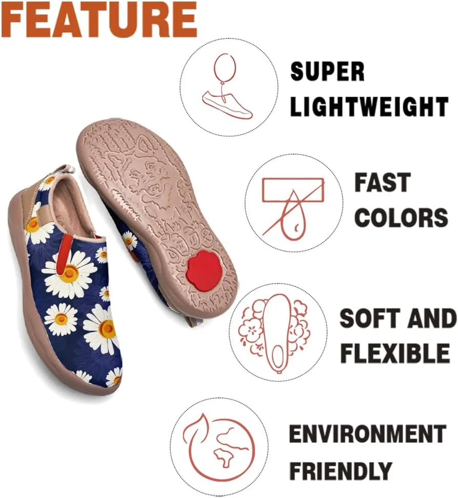 Women's Painted Leather Loafers Casual Shoes Slip On Comfortable Lightweight Art Colorful Travel Sneakers