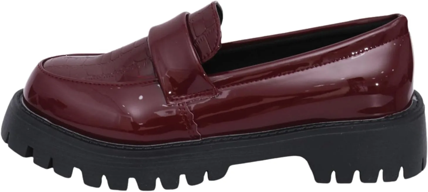 Women's Patent Leather Thick-Soled Loafers, Non-Slip wear-Resistant Artificial Leather Material, Crocodile Pattern Embossed Casual Business Work Shoes Commuting one Foot Stirrups