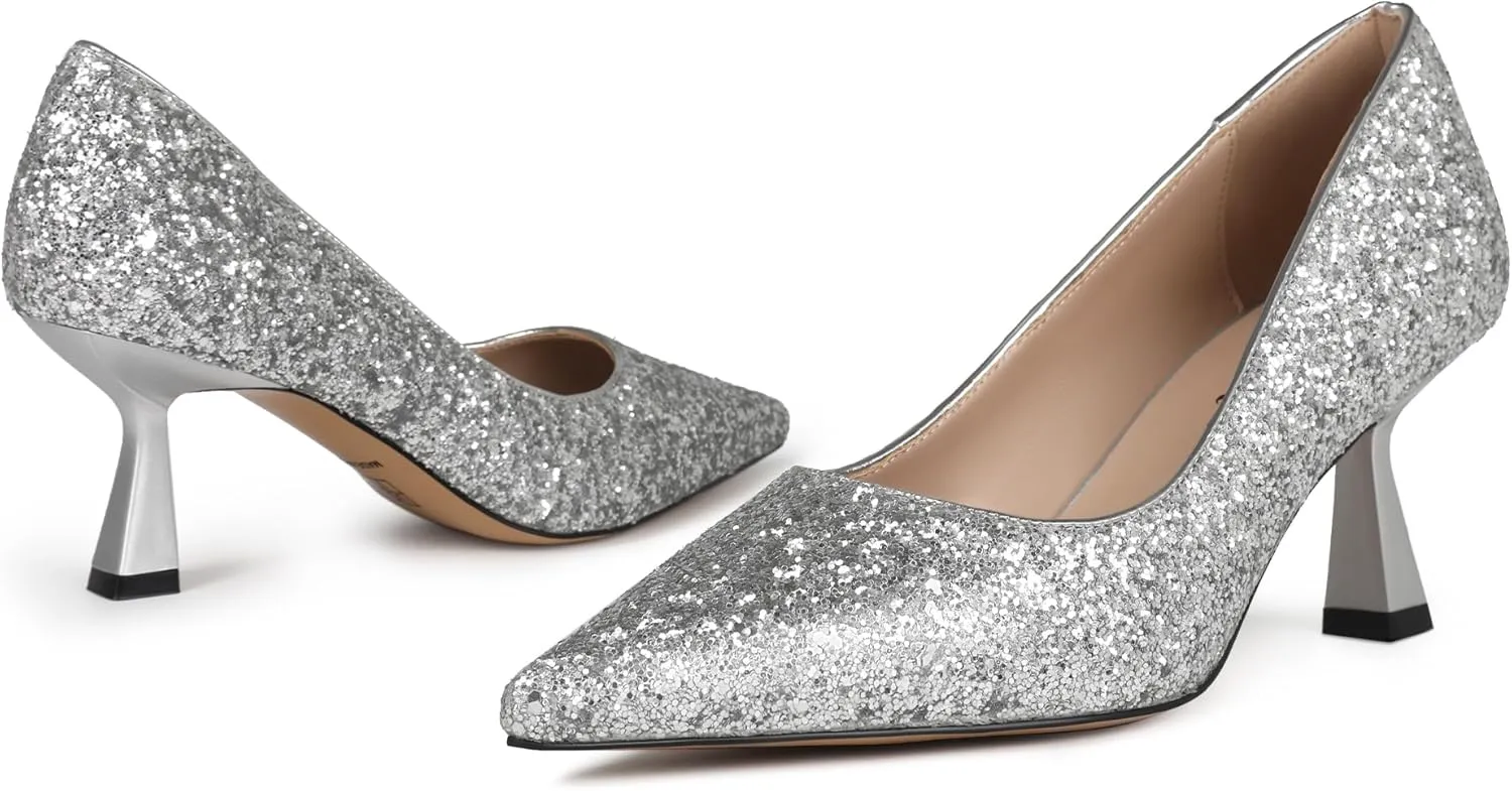 Women's Pumps Kitten Heels Pointed Toe Slip On Foldable Comfortable Low Heels Closed Toe Casual Formal Dress Women Office Shoes