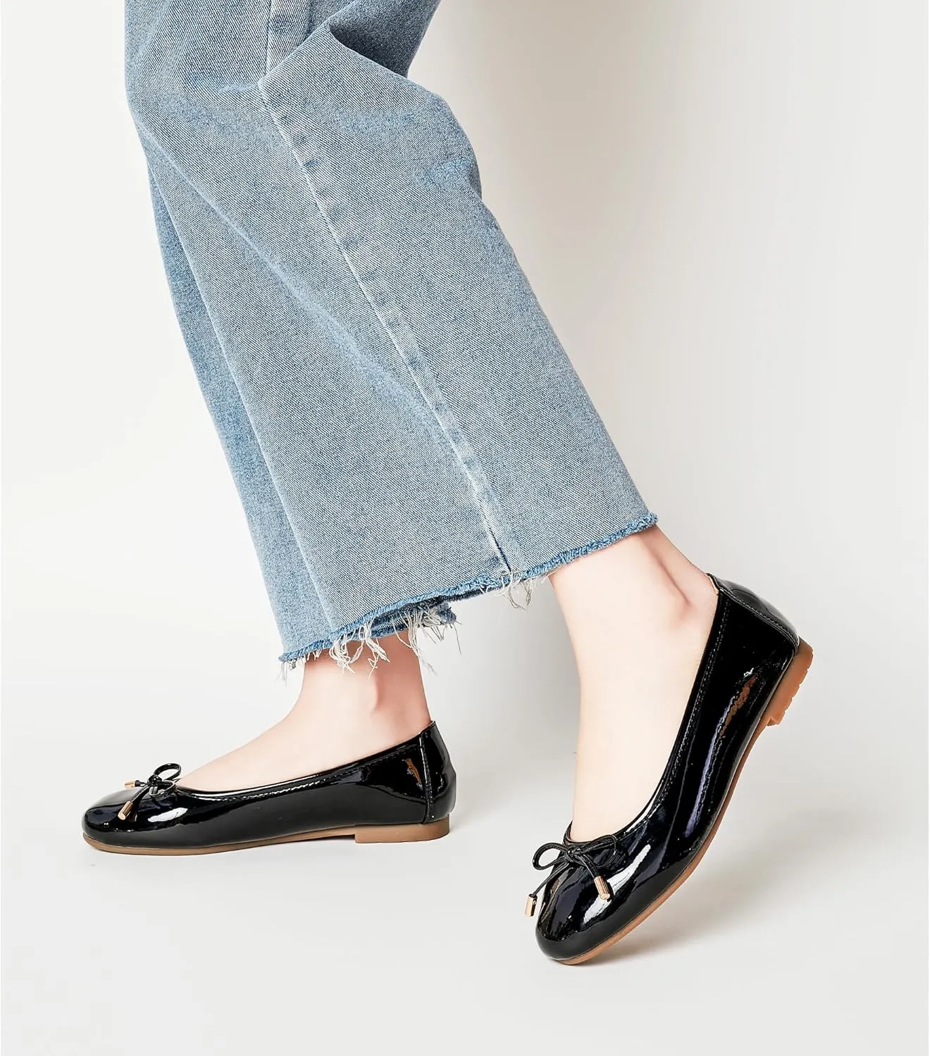 Women's Shine Ballet Bow Dressy Flats Round Toe Slip On Foldable Flats Dress Work Shoes for Business Casual Office
