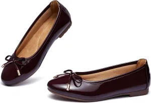 Women's Shine Ballet Bow Dressy Flats Round Toe Slip On Foldable Flats Dress Work Shoes for Business Casual Office