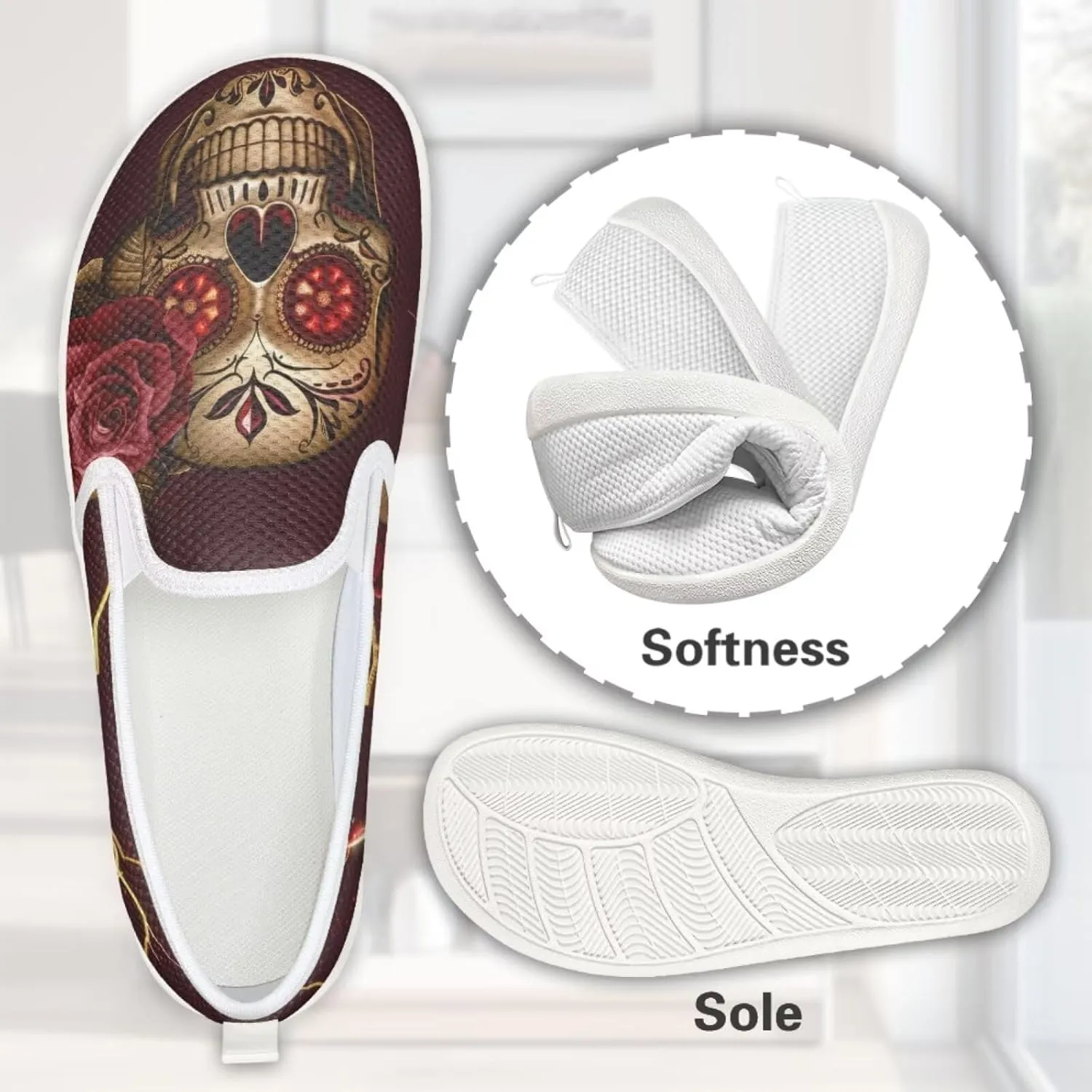 Women's Skull Outdoor Loafer Casual Wedding Shoes Mesh Dress Flat Classic Leisure Work Loafers