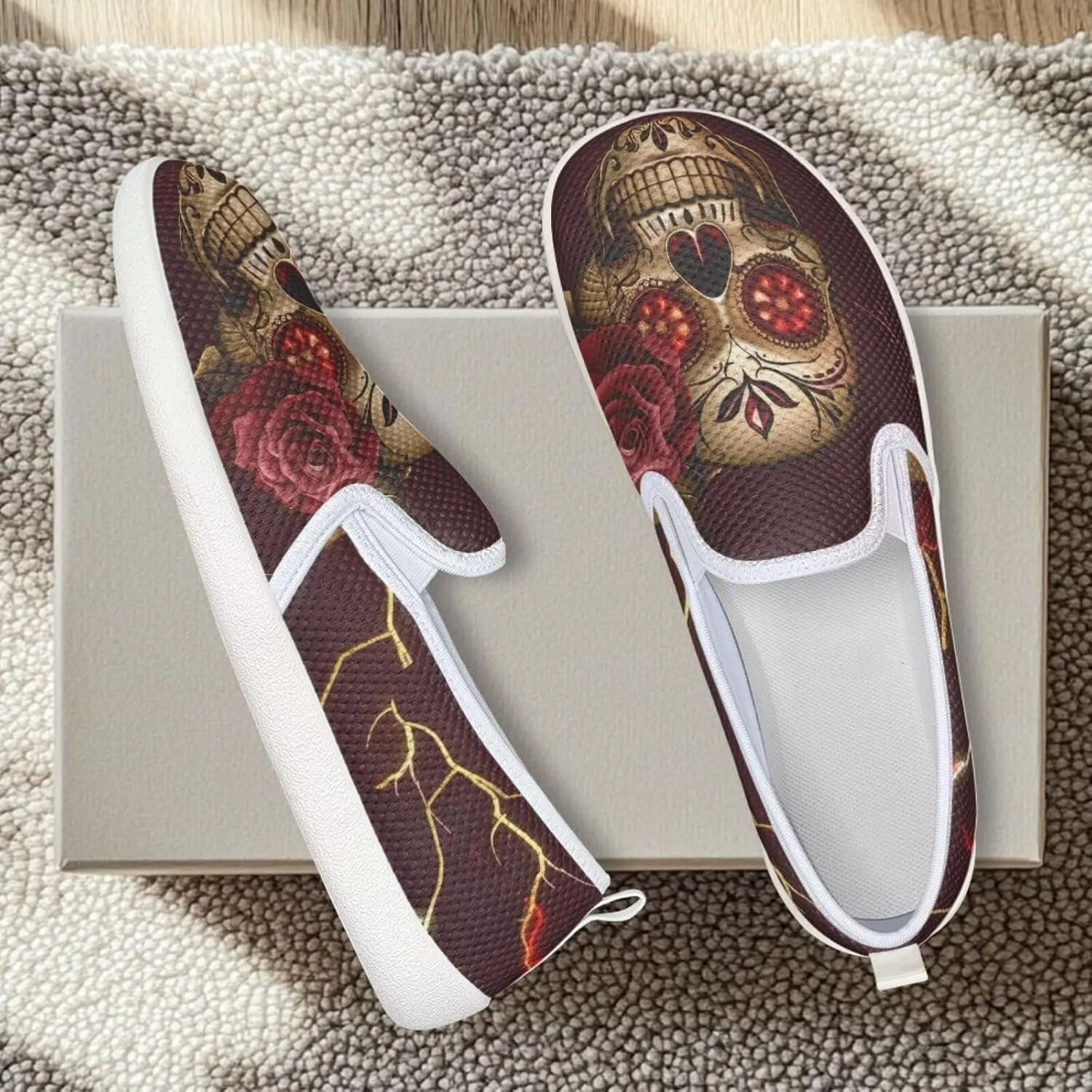 Women's Skull Outdoor Loafer Casual Wedding Shoes Mesh Dress Flat Classic Leisure Work Loafers