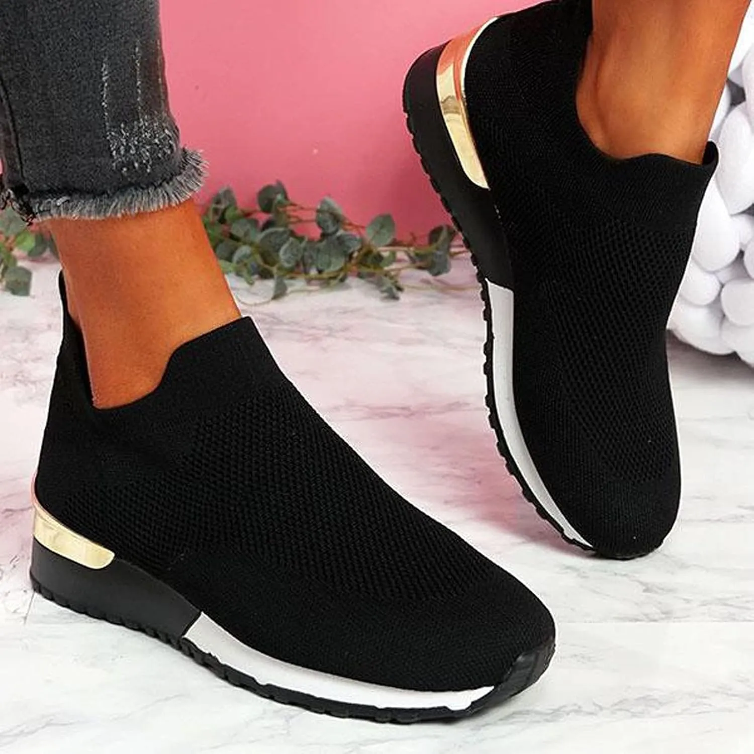 Womens Slip on Walking Shoes Comfort Lightweight Non Slip Work Shoes Women Mesh Breathable Men Shoes Casual Waterproof Sneakers Black Tennis Shoe Trainers Shoe