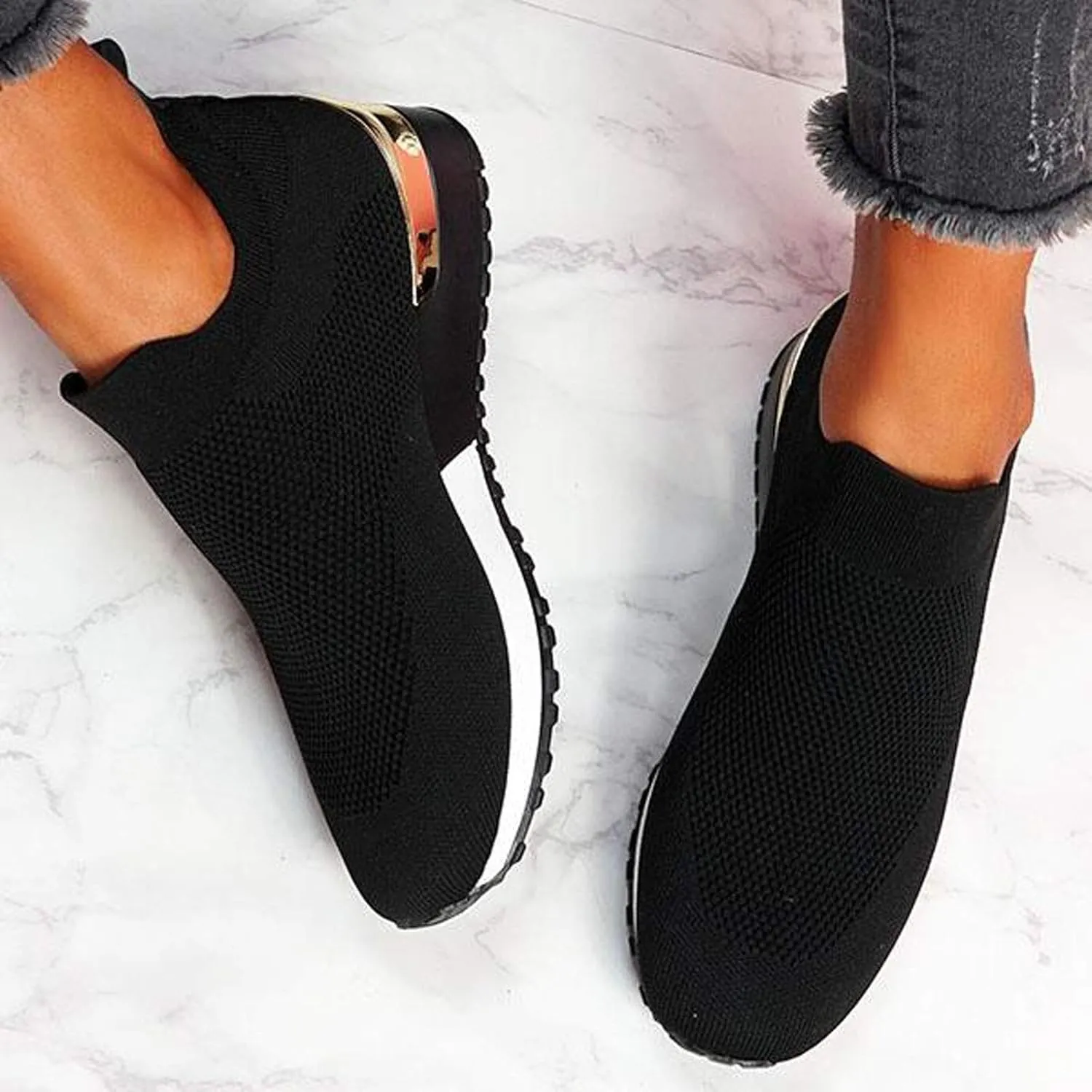 Womens Slip on Walking Shoes Comfort Lightweight Non Slip Work Shoes Women Mesh Breathable Men Shoes Casual Waterproof Sneakers Black Tennis Shoe Trainers Shoe