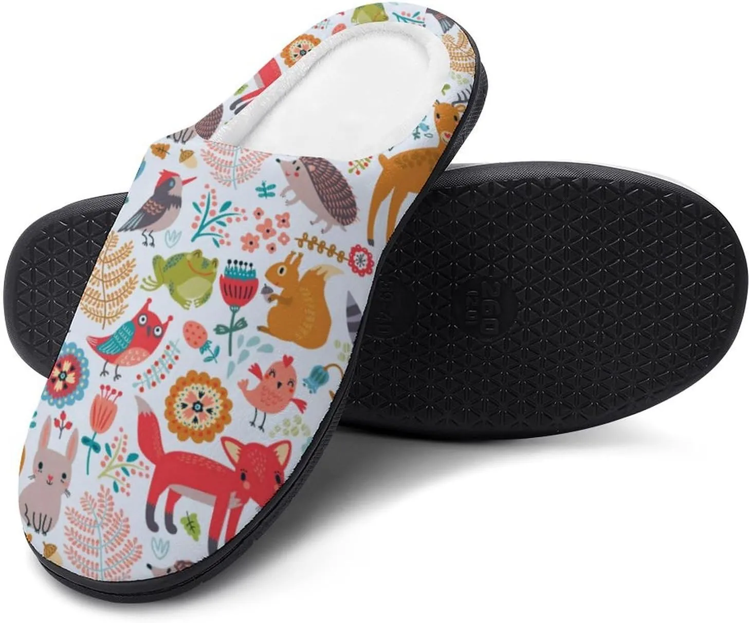 Womens Slippers Bedroom Slip-On Shoes Ladies Merry Christmas Print Slippers Warm Cotton House Slippers Indoor Outdoor
