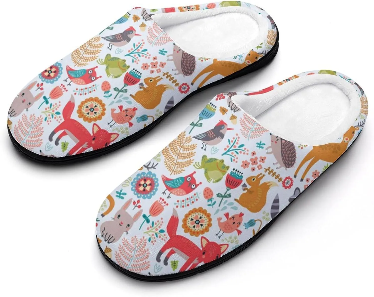 Womens Slippers Bedroom Slip-On Shoes Ladies Merry Christmas Print Slippers Warm Cotton House Slippers Indoor Outdoor