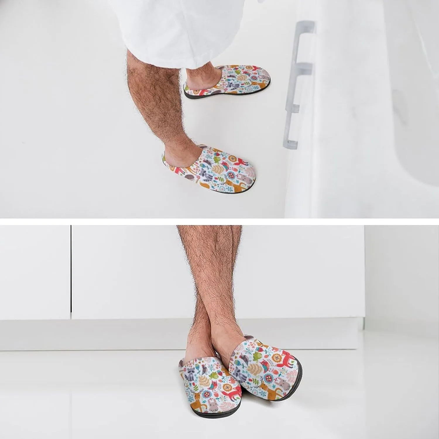 Womens Slippers Bedroom Slip-On Shoes Ladies Merry Christmas Print Slippers Warm Cotton House Slippers Indoor Outdoor