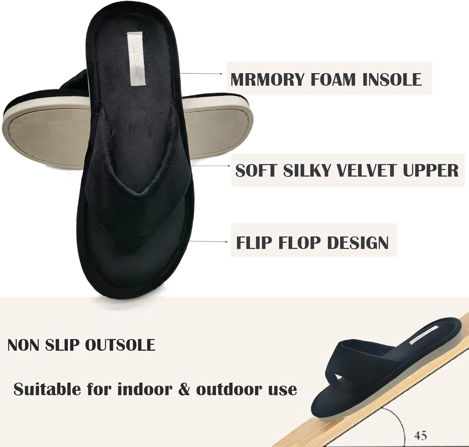 Women’s Thong Slippers with Memory Foam for Women Open Toe Slip on