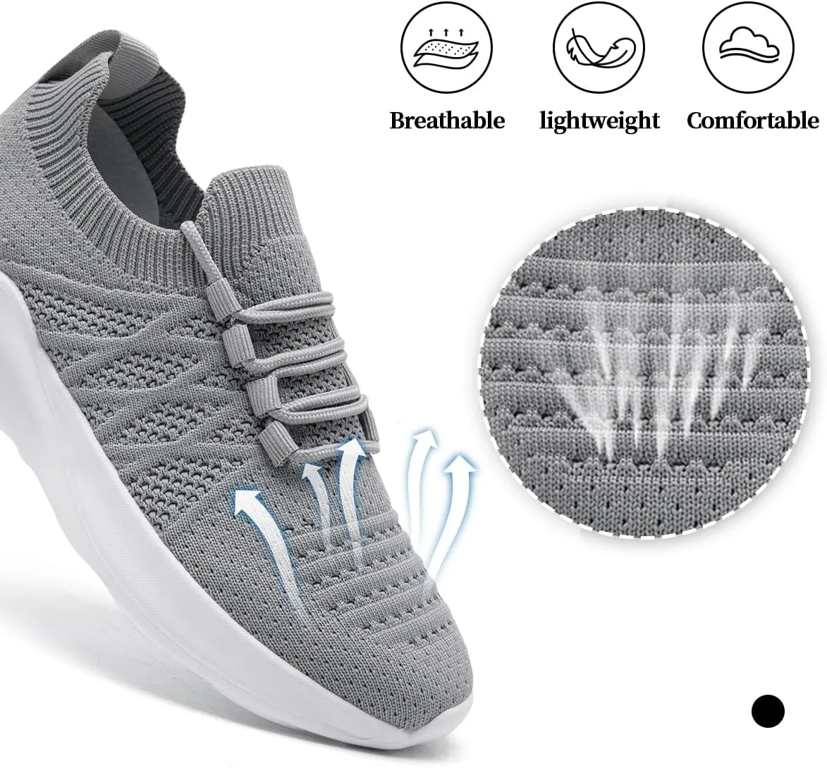 Womens Walking Shoes Tennis Slip On Sneakers Running Sport Workout Gym Shoes Athletic Non Slip Breathable Lightweight Fashion Casual Black US 6 to US 11.5