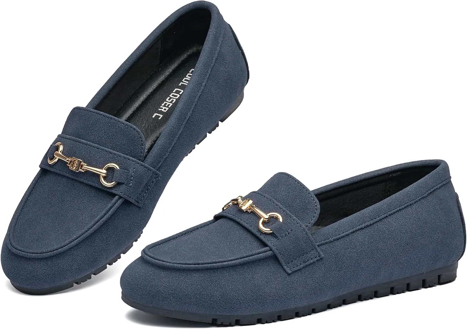 Women's Wide Loafers Casual Slip on Flat Shoes Women's Comfort Penny Loafers with Arch Support Women Dressy Moccasins