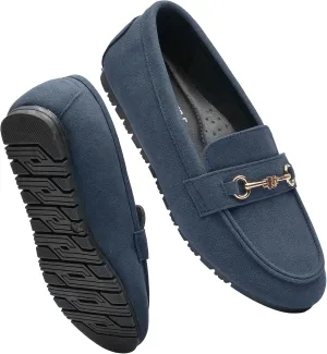 Women's Wide Loafers Casual Slip on Flat Shoes Women's Comfort Penny Loafers with Arch Support Women Dressy Moccasins