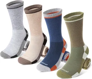 Wool Hiking Socks for Men - Women Lightweight Crew Merino Wool Socks with Cushion for Camping Hunting Work,4 pack