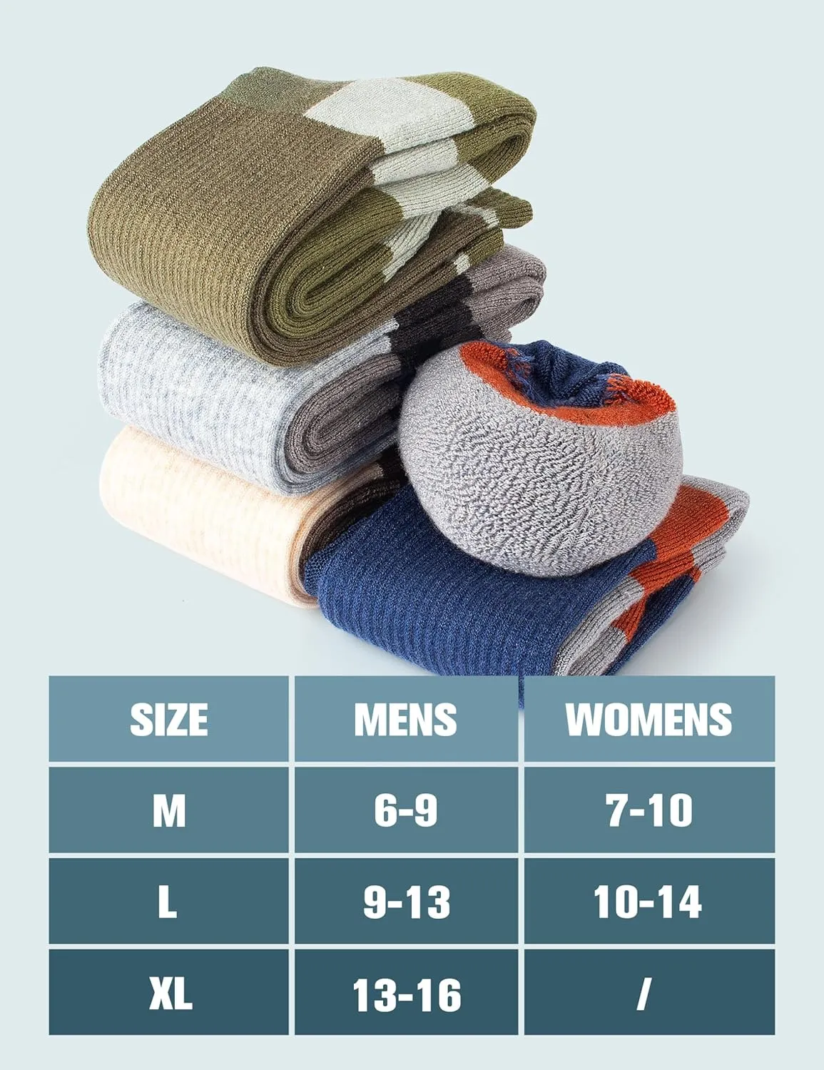 Wool Hiking Socks for Men - Women Lightweight Crew Merino Wool Socks with Cushion for Camping Hunting Work,4 pack