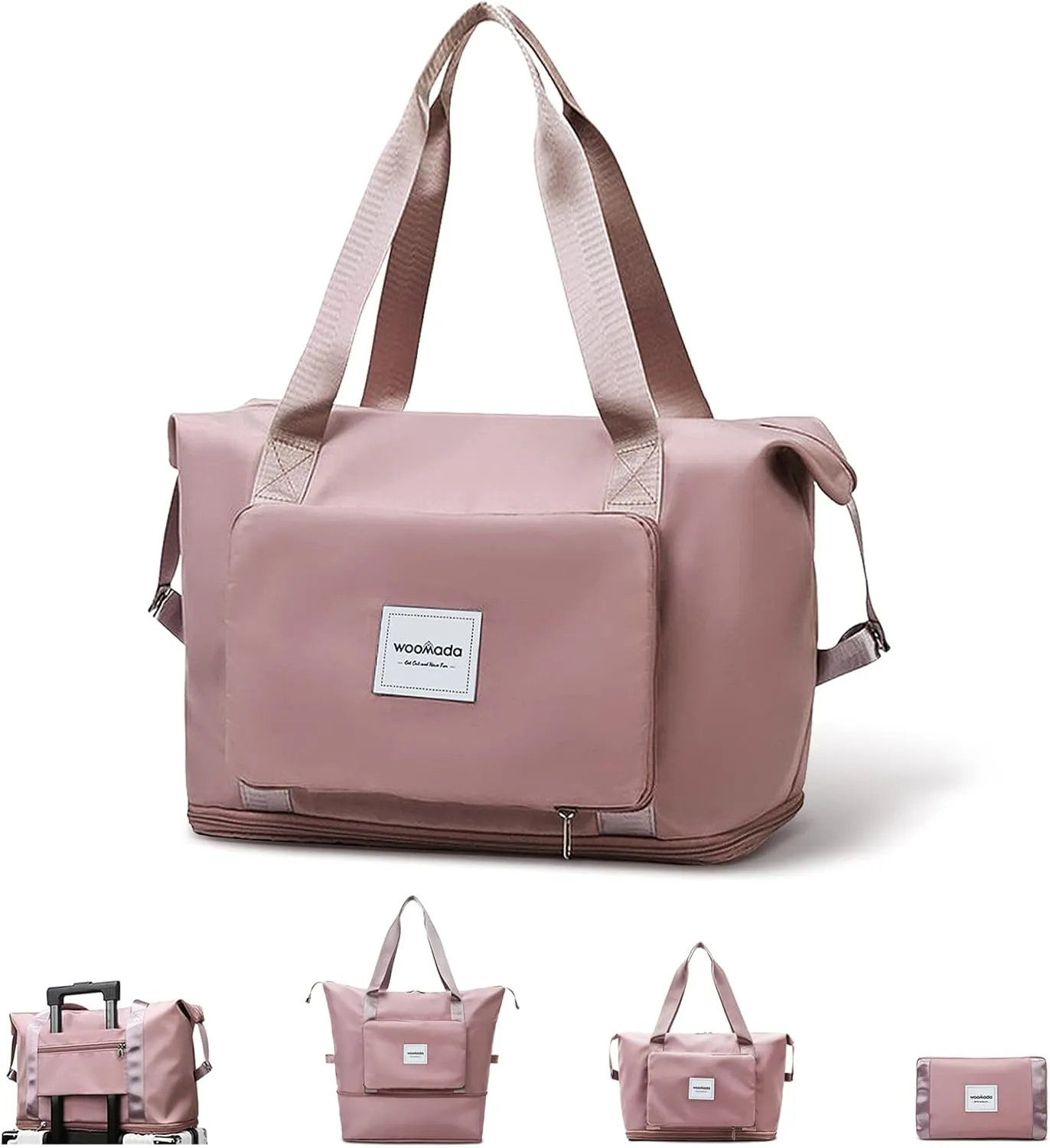 WOOMADA Foldable Travel Duffel, Weekender & Carry-On Bag with Expandable Space