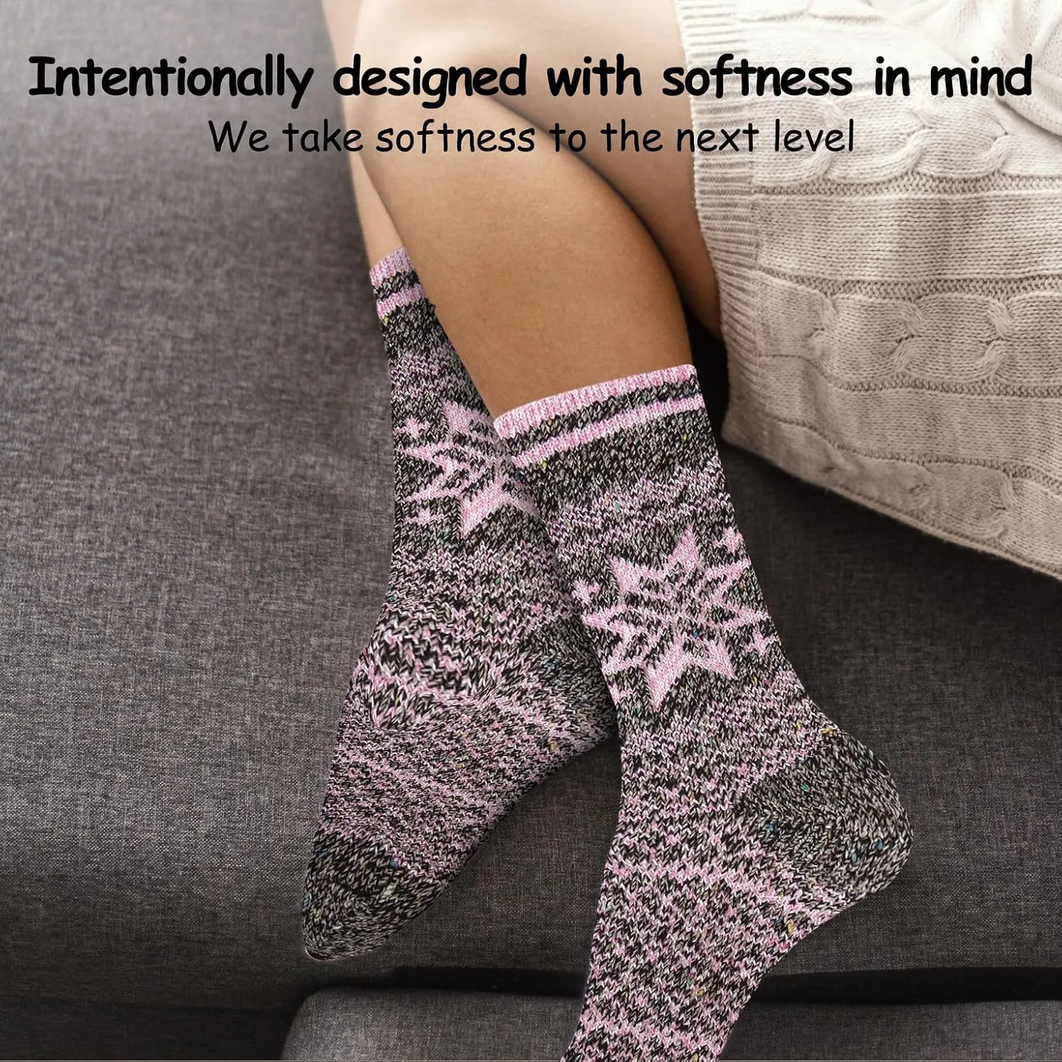 World's Softest Week End Holiday Crew Socks - Knit Top Ultra Smooth Fashion Socks - Comfortable Holiday Socks