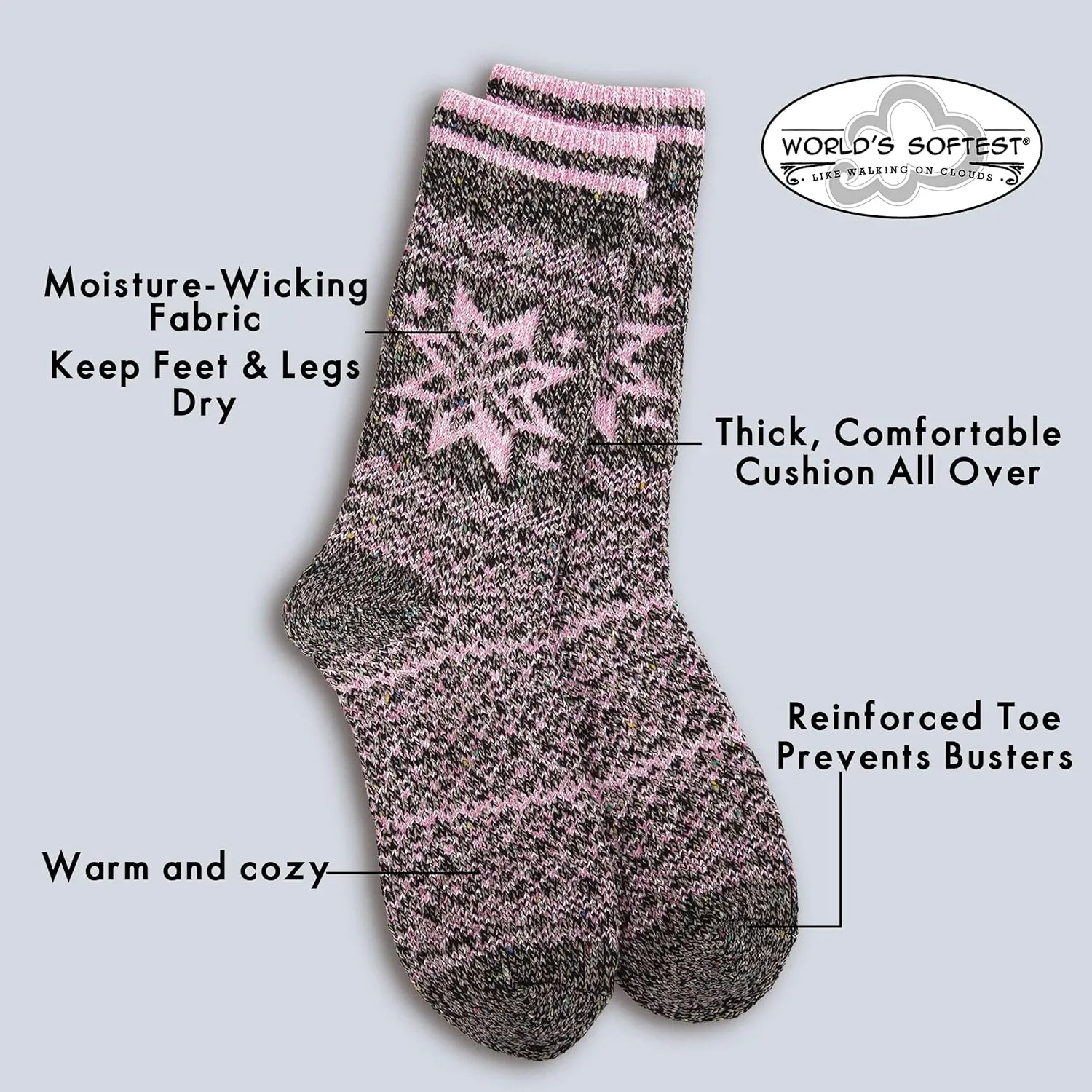 World's Softest Week End Holiday Crew Socks - Knit Top Ultra Smooth Fashion Socks - Comfortable Holiday Socks