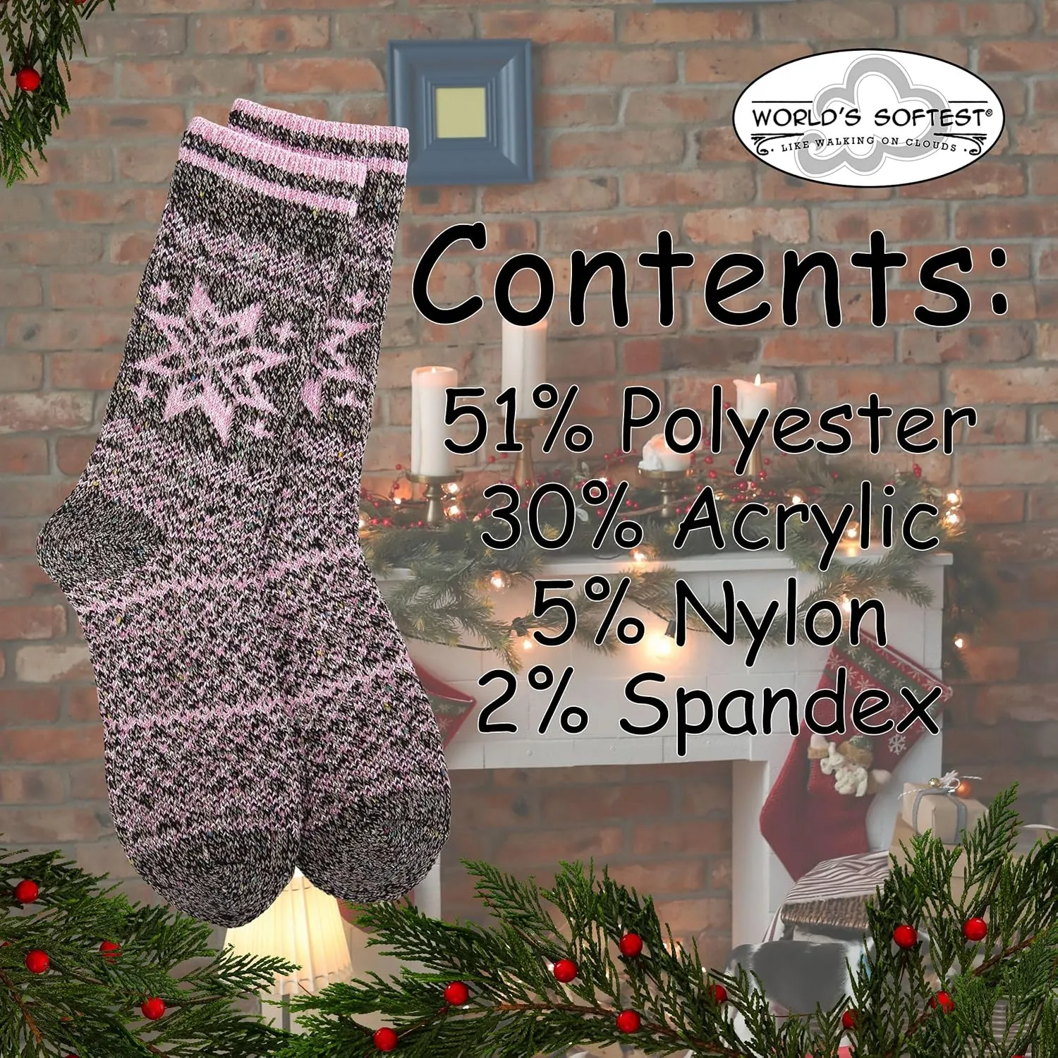 World's Softest Week End Holiday Crew Socks - Knit Top Ultra Smooth Fashion Socks - Comfortable Holiday Socks