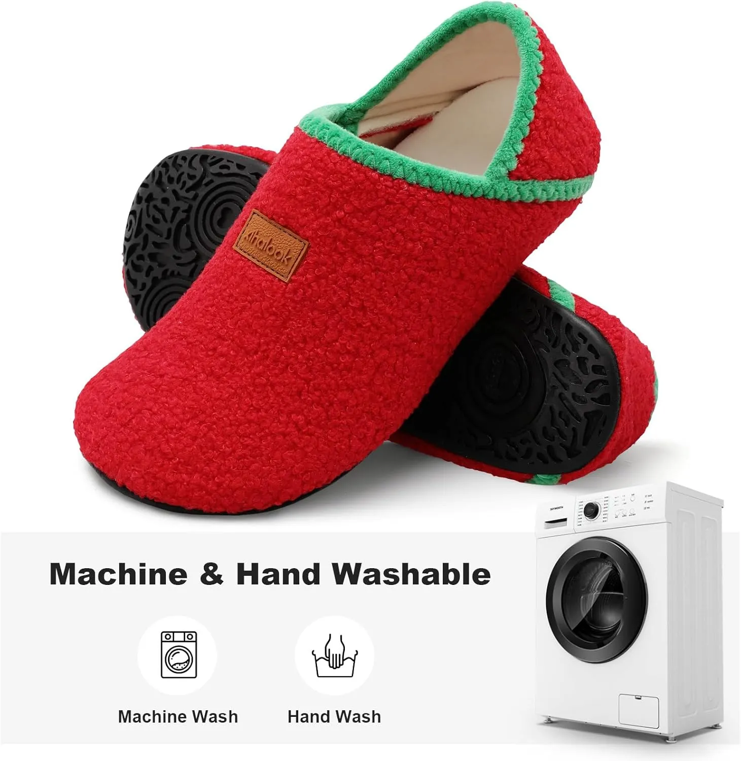 XIHALOOK House Slippers for Women Men Cozy Sock Shoes with Soft Rubber Sole Slip On for Indoor/Outdoor