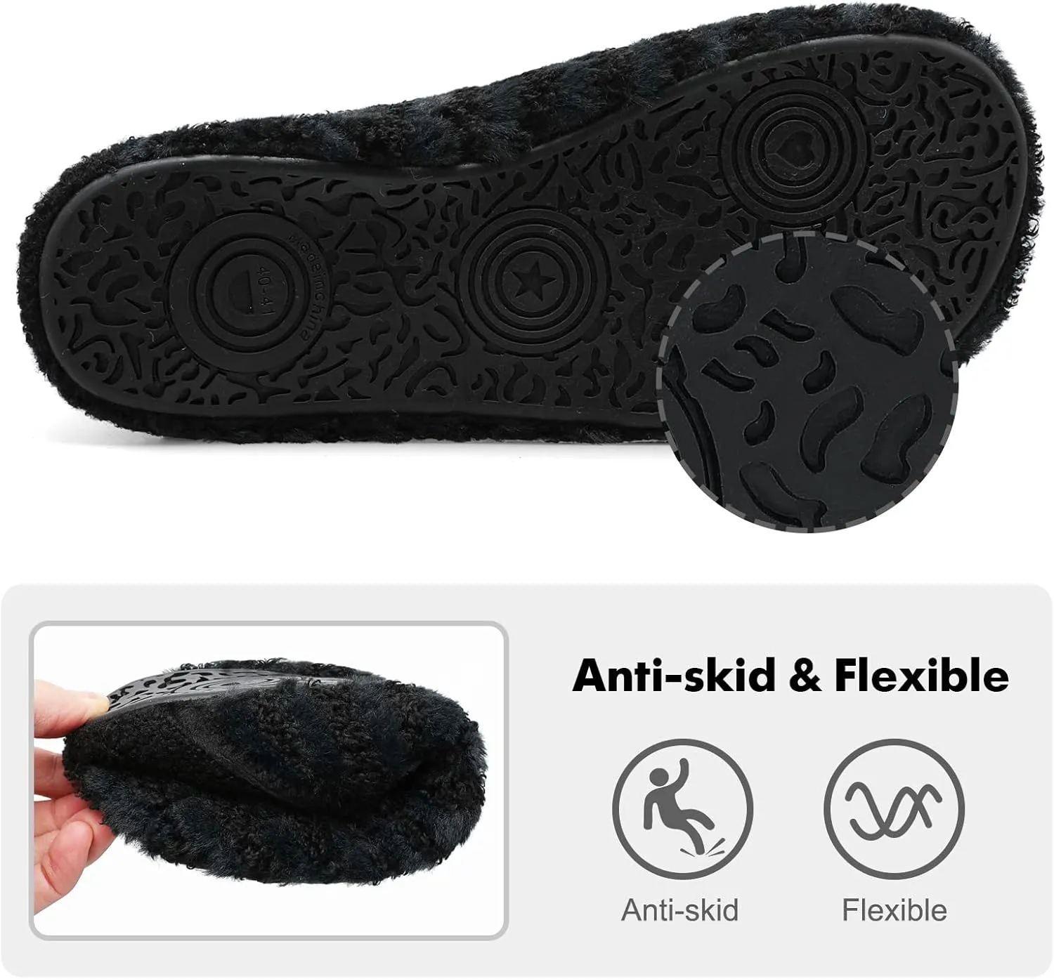 XIHALOOK House Slippers for Women Men Cozy Sock Shoes with Soft Rubber Sole Slip On for Indoor/Outdoor