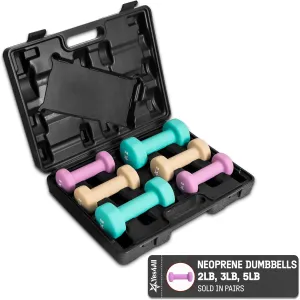 Yes4All Dumbbell Neoprene Set With Case, Weights Dumbbells Set & Hand Weights for Women, Weights Set Exercise & Fitness Dumbbells for Home Gym - 14LB & 20 LB Weights Combo