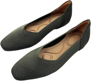 YING LAN Womens Knit Ballet Flats Shoes,Ladies Comfortable Dress Shoes Casual Slip On Soft Ballerina Walking Flats Shoes