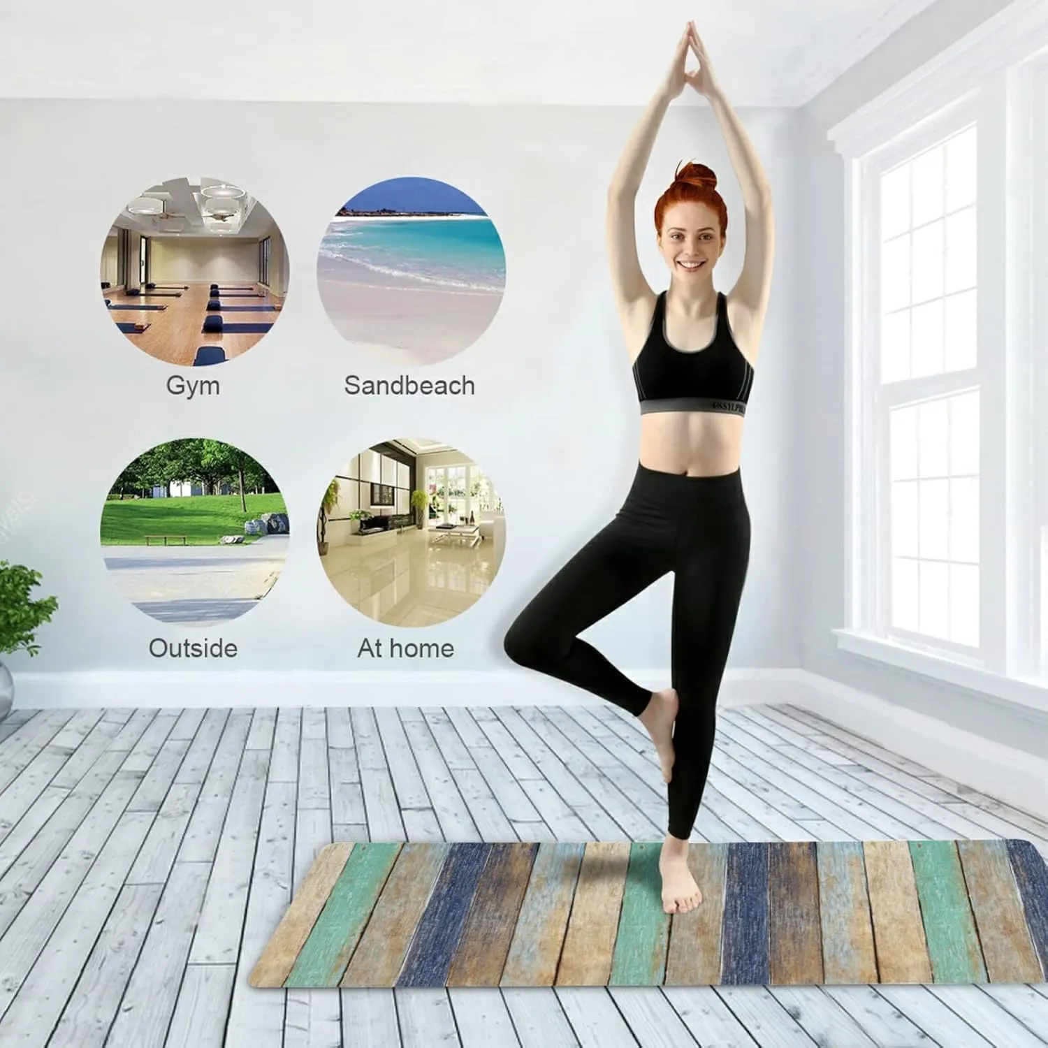 Yoga Mat Non Slip Rubber Fitness Safe Exercise Mat with Bag Durable Folding Workout Mat for Pilates and Floor Exercises